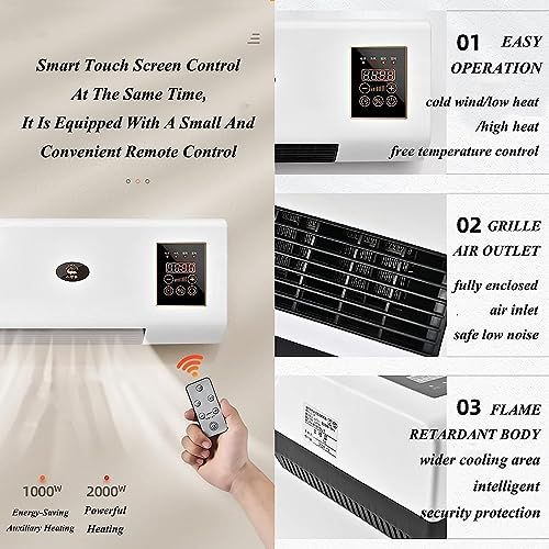 Wall-mounted mini portable air conditioner and heater unit.